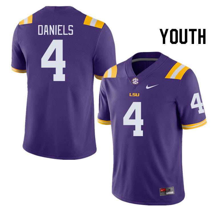 Youth #4 CJ Daniels LSU Tigers College Football Jerseys Stitched-Purple